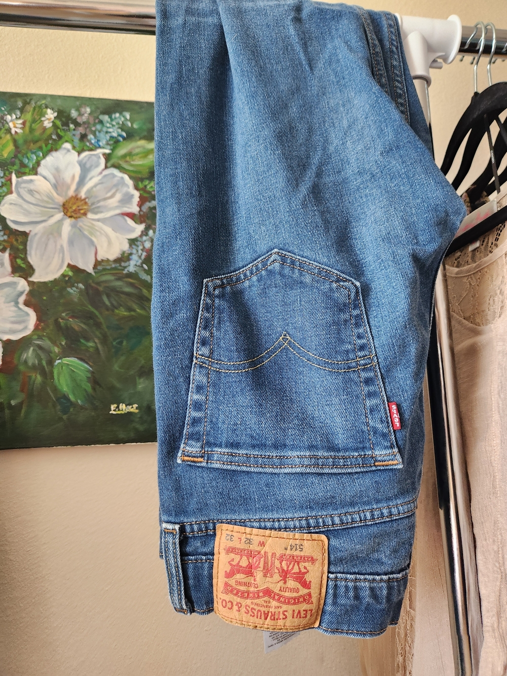 Levi's Men's Medium Blue Straight Jeans with Patch